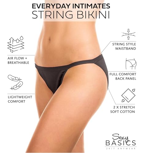 Sexy Basics Womens 12 Pack & 18 Pack String Bikini Briefs thumb #1