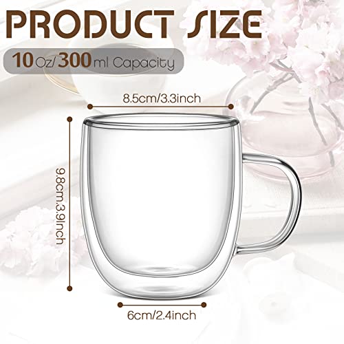 Gerrii 12 Pack Double Walled Glass Coffee Mugs With Handle 10 Oz Insulated Glass Cappuccino Mugs Clear Espresso Mugs For Home Office Coffee Tea Espresso Latte Milk And Other Hot Cold Beverages #TOP1