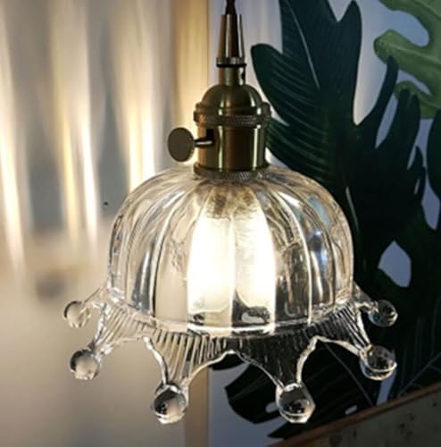 Suspension en verre style japonais luminaire vintage chic E27 19cm