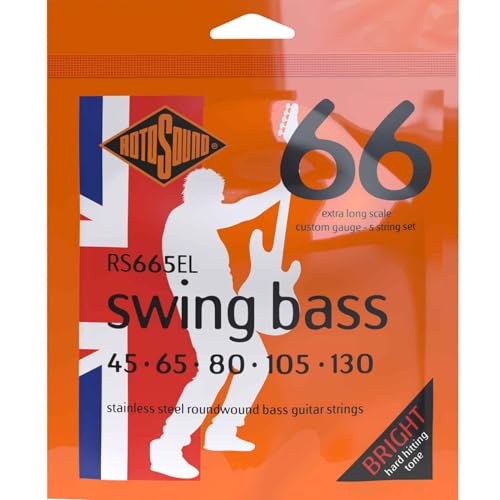 Rotosound Strings for Electric Bass SWING 66 STAINLESS SETS 5-string RS665EL EX-LONG SCALE Stainless Custom 45-130