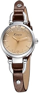 Alienwork Armbanduhr Damen Silber Lederarmband Braun Retro Elegant Klein