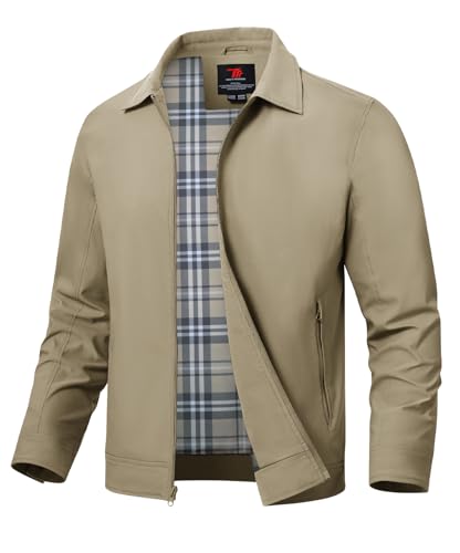 Image of TBMPOY Mens Lightweight Jackets Light Windbreaker Full Zip Casual Work Jacket Golf Business Fall Track Coat with Pockets