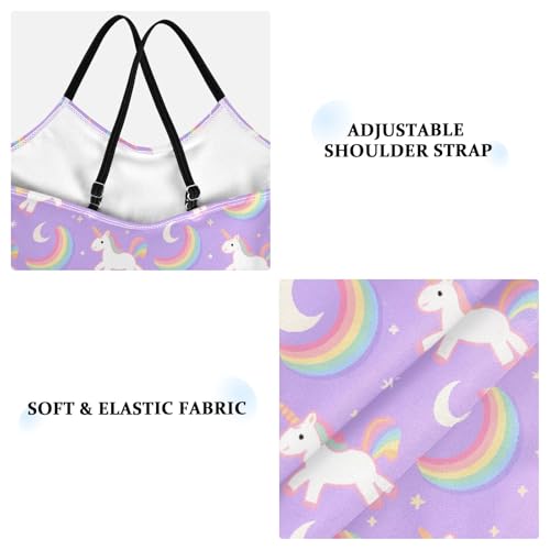 senya Girls Swimsuits One-Piece Swimwear Tie Bathing Suit Beach Summer Round Neck 7-8T Unicorn Pattern3