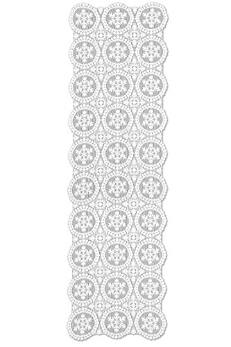 Heritage Lace Yuletide Mantle Table Runner, 19" by 65", White