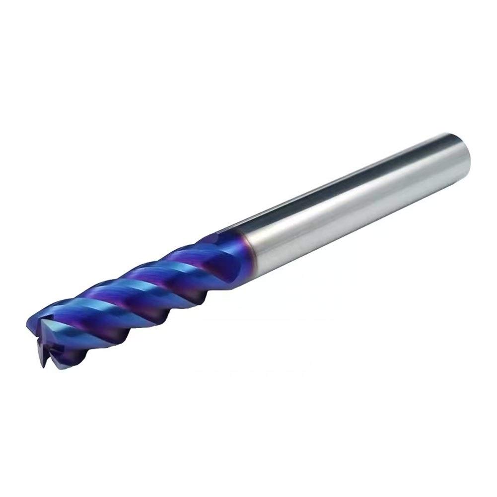 Torneado y ranurado de plaquitas metálicas para torno HRC65 cuatro ranuras 4 mm 8 mm 10 mm de cabeza plana de aleación de fresa Alemania importó azul estupendo duro acero de tungsteno fresa (Size : 1