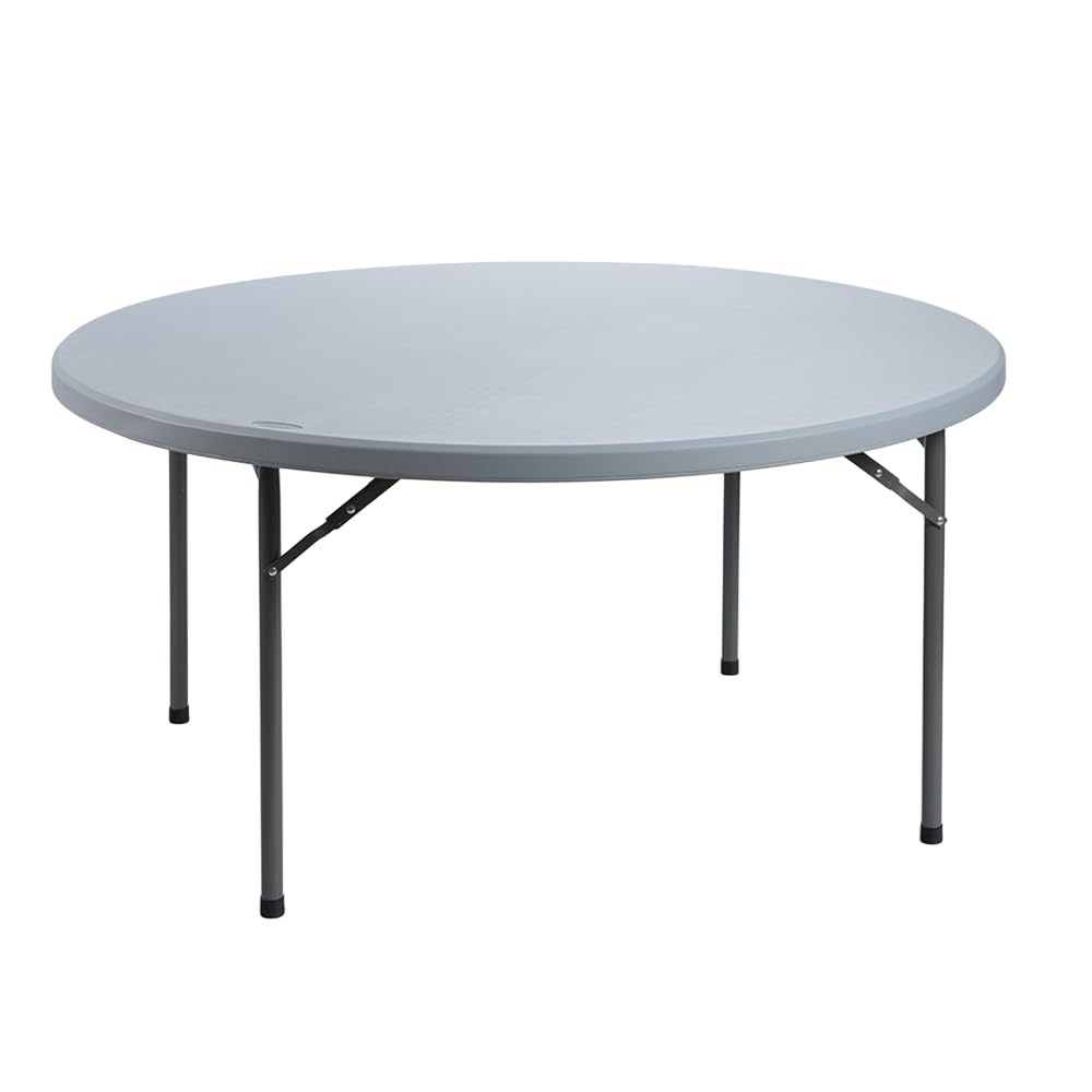 Mesa Redonda Grande Ø 150 cm con Patas Plegables Auxiliar de PVC de Exterior Ideal para Jardín, Comedor, Camping, Terraza, Cocina, Picnic, Catering, Restaurante y Hostelería.