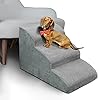 3 Steps High Density Foam Dog Stairs Ramps,Non-Slip Pet Steps for Older Dogs,Pet with Joint Pain, Sofa Bed Ladder for Cats