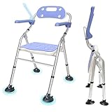 Bcareself Foldable Shower Seat Folding Bath Chair with Arms Heavy Duty with Back for Senior Disabled Elderly Inside Shower Transfer Adjustable Legs for Bathtub Non-Slip feet Weight Capacity 400 lbs