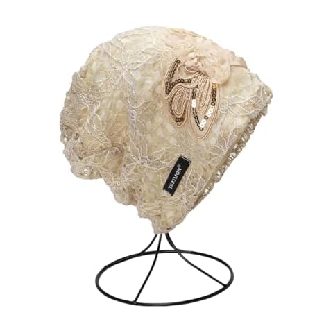 TURIMON Headwear Elegant Women's Lace Turban Beanie Hat: Elastic Head Wrap Cap with Chic Flower Design Multicolor Cover