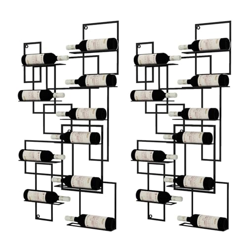 Wine Rack Wall Mounted for 10 Bottles, Metal Wall Wine Rack