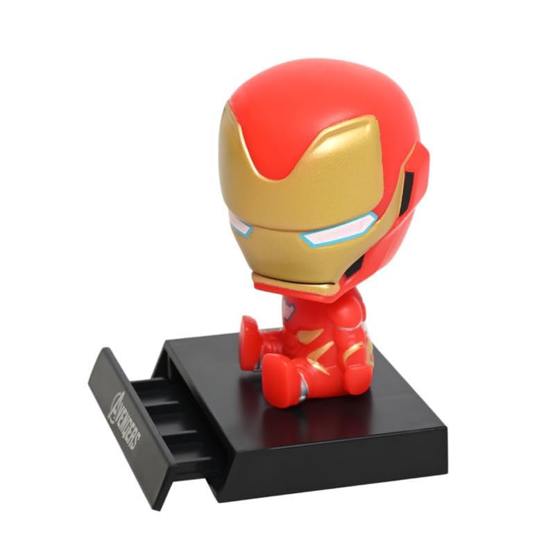 Image of Super Hero Action Figure Limited Edition Bobblehead with Mobile Holder for Car Dashboard, Office Desk & Study Table - Iron Man