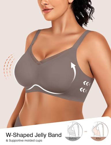 Image of VRVOCIE Wireless Bras for Women No Underwire Crossover V Mesh Seamless Supportive Bralettes Full Coverage Everyday Bra