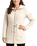 Reebok Womens Fleece Jacket - Lightweight Fleece Jacket Women Sherpa Lined Long Hooded Zip Up Womens Sweaters with Pockets, Size Large, Champagne