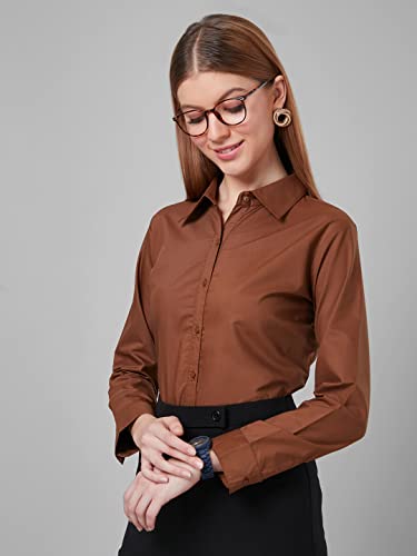 Image of Style Quotient Women Solid Polycotton Regular Formal Shirt