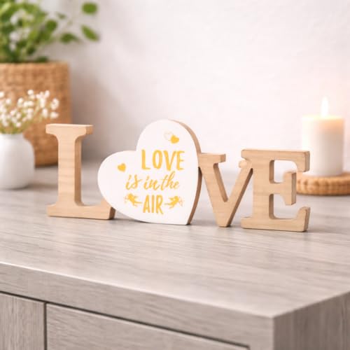 Image of CraftVatika Wooden Decorative Showpiece for Home Decor, Tabletop Love Word Sign Showpiece, Home Decoration Items for Living Room, Romantic Gift Housewarming Wedding Anniversary Birthday for Men Women