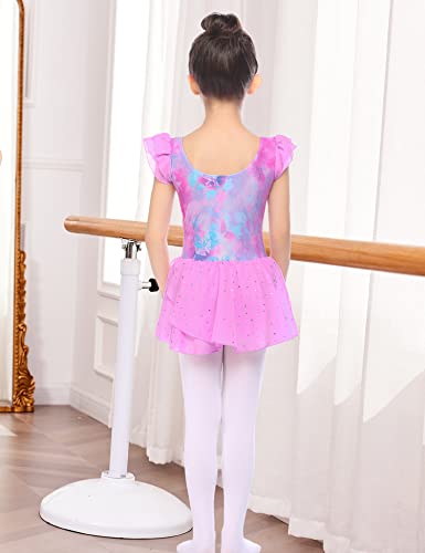 Image of Arshiner Girls Ruffle Sleeve Ballet Dance Dress Tutu Skirted Leotard