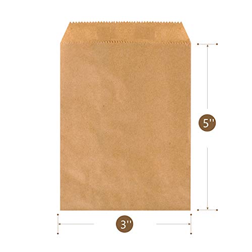 Eonjoe 100-Pack Kraft Paper Treat Bags Flat Favor Bag For Sandwich Snacks Cookie Popcorn Party Small Gift Bag (Brown, 3''X5'') #TOP1