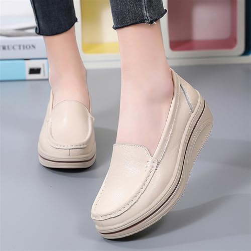 Round Head Slip On Loafer for Women's Comfort Platform Low Top Casual Shoes Classic Rubber Sole Flats Lightweight Non Slip Breathable Travel Sneaker2