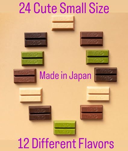 Konbini Japan - 24 Mini Japanese KitKat Chocolate Variety Pack Assortment (12 Flavors X2) Authentic Candy Snacks Wafer Sweets Gift - 24 Cute Small Size - Less Sugar Compared to Western Versions