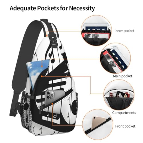 Bolso Bandolera Deportiva Negro con Nota Musical miniatura 4