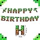 ParPix Pixelmotiv Happy Birthday Girlande, Kreative Pixel Happy Birthday Banner, Pixel Thema Geburtstagsdeko Girlande, Miner Game Geburtstagsgirlande, Gaming Pixel Party Deko Geburtstagsbanner