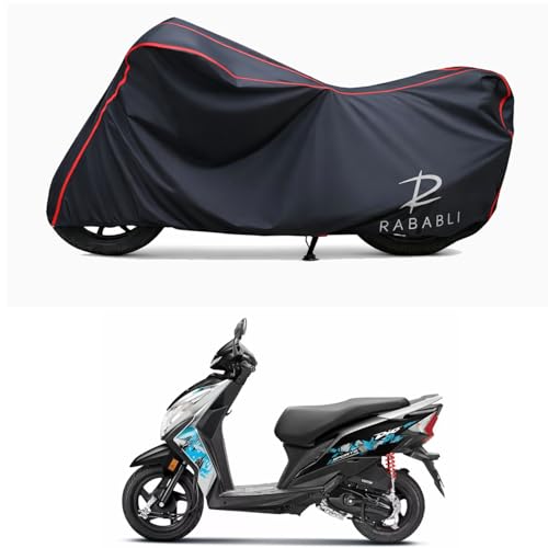 Image of Waterproof Bike Body Cover Compatible for | Honda Dio Sports BS6 | Taffeta Fabric, Red Piping Design, Bottom Elastic Fit | Dustproof, Sun UV & Rain Protection for All Bikes
