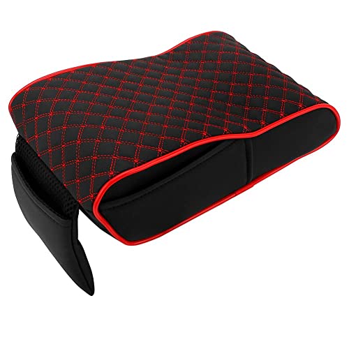 Anna アームレスト 車 コンソール 記憶クッション 高品質レザー 耐久性 肘置き 手置き 小物入れ コンソールパッド 隙間アームレスト アームレストパッド ポケット付き 取り付け簡単 快適 ブラック