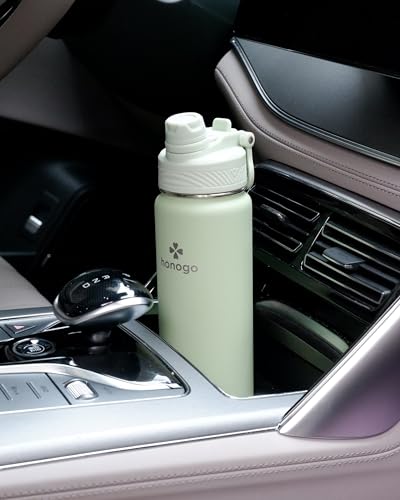 Botella de agua aislada de 24 oz con correa para el hombro, termo de acero inoxidable con tapa 2 en 1 de pajilla y pico, frasco de agua de moda para mujeres y niñas. Mantiene frío 24H / calor 12H, libre de BPA (Verde lima, 24 oz) miniatura 7