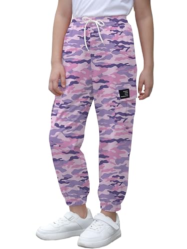 Image of Cromoncent Girls & Womens Camo Print Cargo Pants Outdoor Lightweight Jogger Baggy Pants, 6 Years - XX-Large
