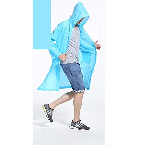 Poncho Antipioggia Riutilizzabili Per Adulti - 2 Pezzi In EVA Con Cappuccio E Maniche (Rosa E Blu) Per Uomo E Donna - 3