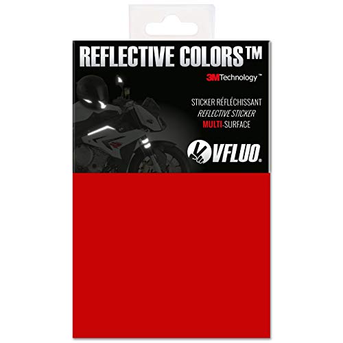 VFLUO 3M Reflective Colorsu0099, Kit de Pegatina Retro Reflectante a Cortar para Casco de Moto/Motocicleta/Bicicleta, 3M Technologyu0099, Hoja de 10 x 15 cm, Rojo rubí