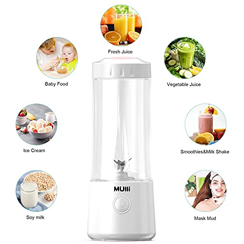 Mulli Draagbare blender, persoonlijke USB-mixer voor smoothie en shakes, mini-blender met zes messen voor babyvoeding, reizen, sportschool - Afbeelding 5