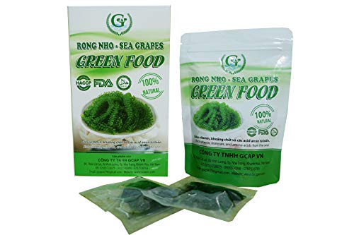 Salted Sea Grapes GREEN FOOD - Dehydrated seaweed - Organic - Umibudo - Green caviar - Caulerpa lentillifera (3.53 OZ/100g of 5 packs)