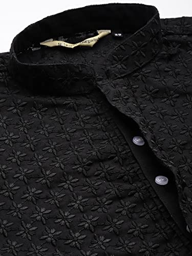 Image of Rajubhai Hargovindas Men Pure Cotton Chikankari Embroidered Straight Kurta