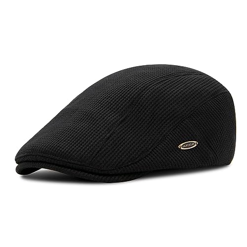 YAMEIZE Gorra Retro Flat Cap Cabbie Invierno Ajustable Newsboy Sombrero para Hombres Mujeres Ivy Cap Boina de Algodón de Moda Peaky Flat Cap Conducción