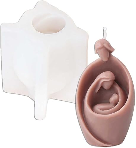Tone Fun Moldes de silicona con forma de familia de Jesús abstracto para hacer velas, resina, velas de aromaterapia, jabón de cera hecho a mano,