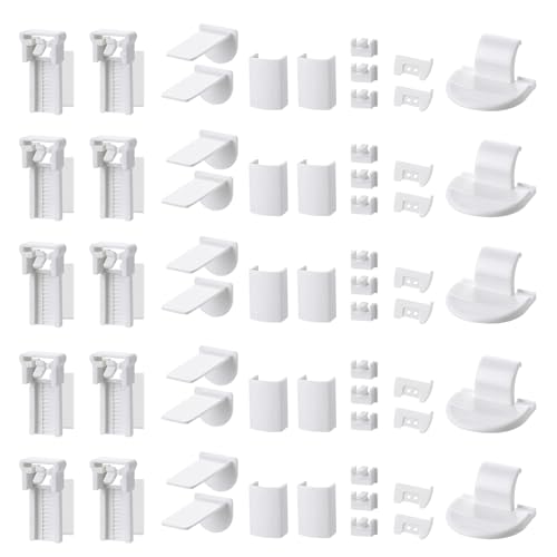 Rhsemi 10kit 60 Stück Plissee Klemmträger Zubehör, Klemmfix Halterung, Ohne Bohren Verstellbar