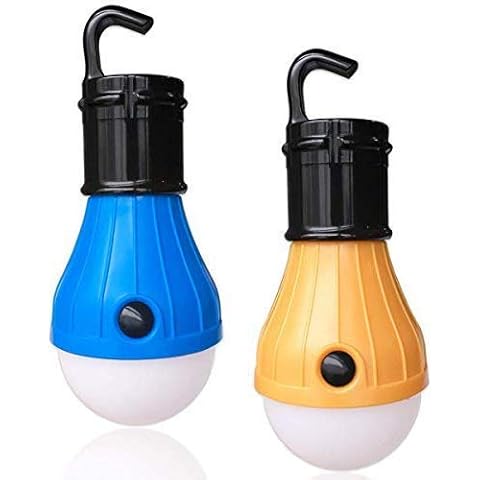 Camping Lights, Ankier 2 pack Portable LED Lantern Tent Light Bulb Battery Powered Camping Equipment for Outdoor Camping Hiking Fishing (Blue & Yellow) Cover