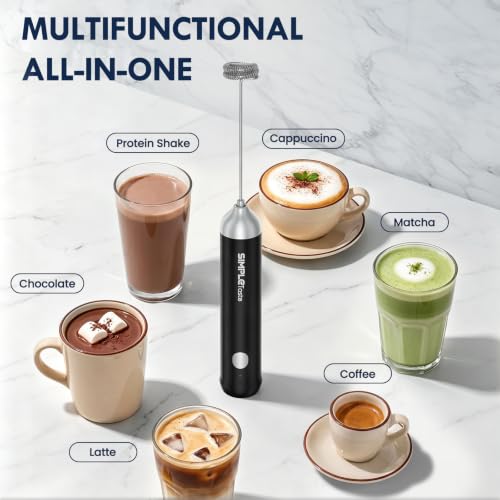 SIMPLETASTE Rechargeable Handheld Milk Frother Wand Drink Mixer for Coffee - image 6