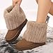Hhhchpm Women's Solid Color Snow Boots, Fashion Slip On Plush Lined Winter Boots, Comfortable Mid Calf Boots.Ankle boots (Camel,9)