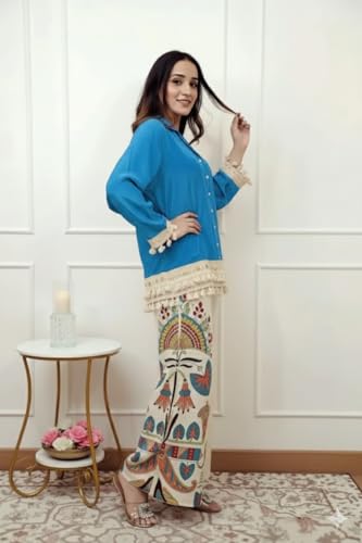 Image of Co Ord Set for Women Stylish Card Set Dress for Women Trendy Top with Plazo Pant Ladies Coord Outfit Modern Wear for Travel Office Casual Look Premium Two Piece Clothing Style