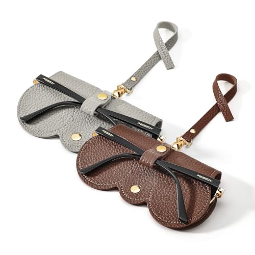 Image of FEISEDY 2Pack Soft Leather Sunglass Bag, Portable Holder Eyeglasses Case