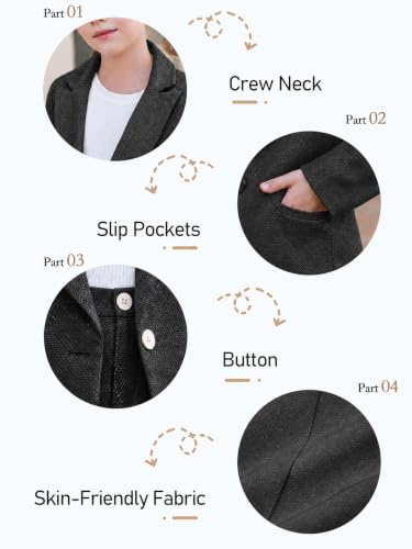 Image of Batermoon Girls Blazer Lapel Long Sleeve Blazer and Pants Set | 2 Piece Outfits Button Front Blazer and Short Pants Suit Sets 4-14 Years