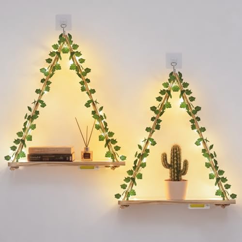 53% Off RICHER HOUSE Floating Shelves with Ivy & LED Lights
