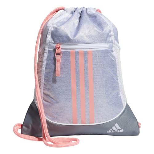 Image of adidas Unisex Alliance II Sackpack, Jersey White /Glory Pink /Grey, ONE SIZE