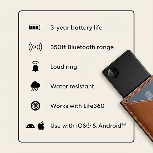 Image of Life360 Tile Slim Bundle - Wallet Finder, Bluetooth Tracker and Item Locator for Luggage Tags, Passports and More. Both iOS and Android Compatible. Phone Finder. 4-Pack (Black)