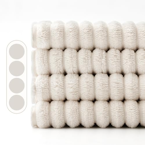 EMEMA Funda Cojines 4 Piezas 45x45 cm para Sofá Funda de Almohada de Corduroy Súper Suave Cojin de Pana a Rayas Decoración Moderna para Sofá Silla Cama Sala de Estar Dormitorio Beige - imagen 2