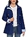 CMTOP Giacca Impermeabile Donna Giacca Antipioggia Lungo con Cappuccio Giubbino Leggera Antivento Cappotto Elegante Casual Trench Outdoor Primavera Autunno(Blu Navy, XL)