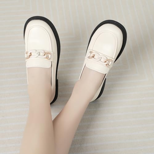 Image of UZB Womens Dressy Loafers Slip On Casual Office Work Shoes Begie 9 US