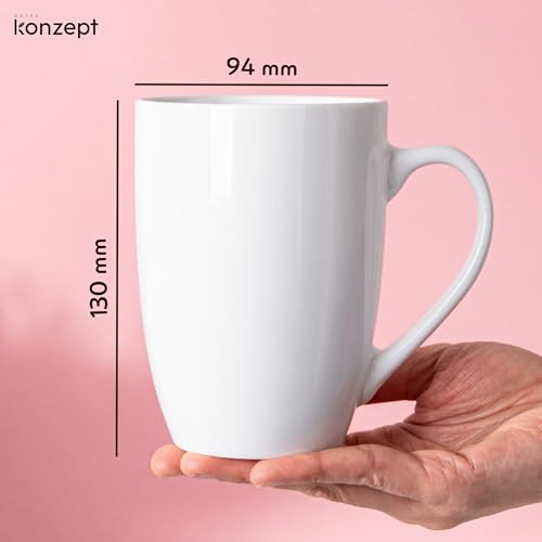 KONZEPT 2er-Set Kaffeebecher 500ml aus hochwertigem Porzellan – große Kaffeetassen, ideal für Kaffee, Tee und Kakao, Tassen perfekt zum Bemalen – Bild 2